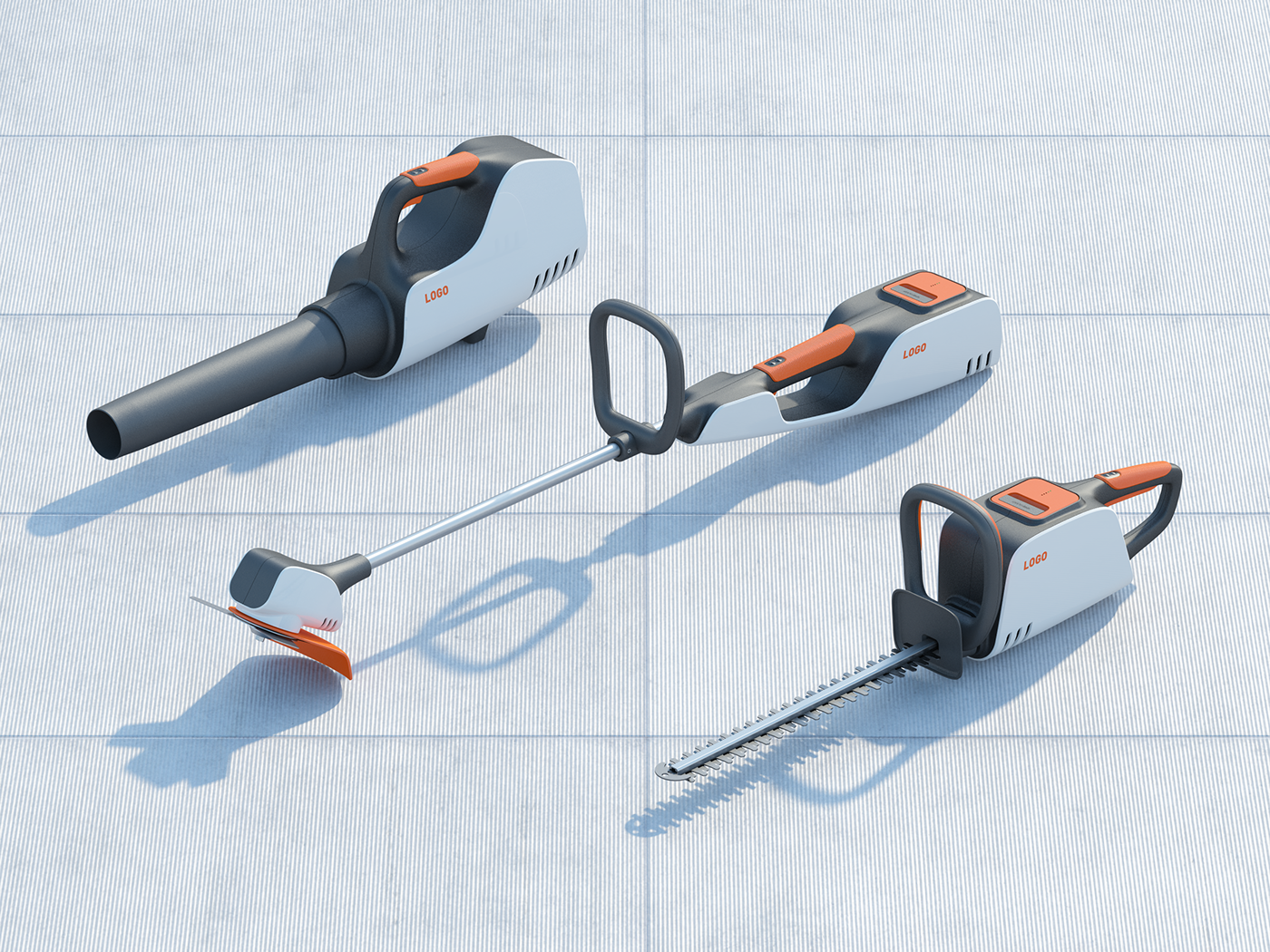 Hand drawn，Render，Shell shell，Battery power，Lawn tools family suit，